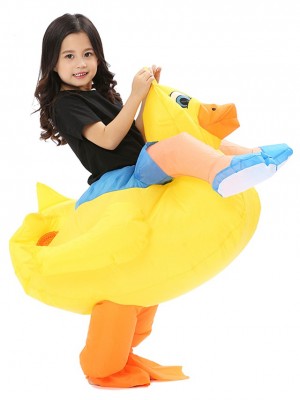 Jaune canard avec Cils Porter moi Balade sur Gonflable Costume pour Adulte/enfant