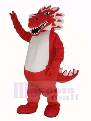 rouge Dragon Mascotte Costume Dessin animé