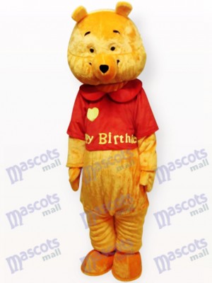 Costume de mascotte adulte de dessin animé d'ours jaune d'amour