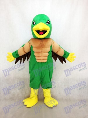 Costume de mascotte verte et jaune Puissant aigle royal