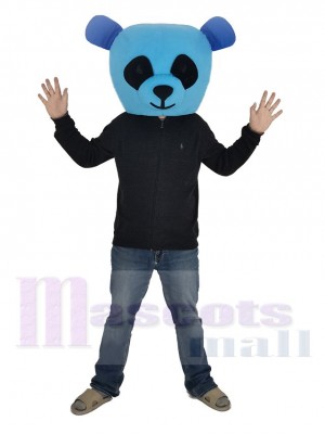 Bleu Panda avec Noir Yeux Mascotte Costume Tête seulement