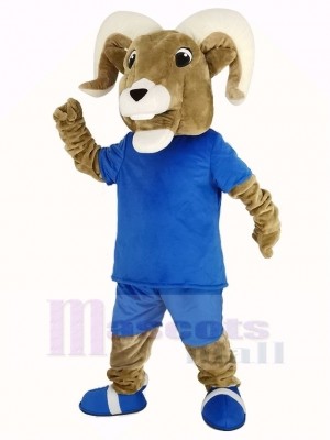 sport RAM avec Bleu T-shirt Mascotte Costume Adulte