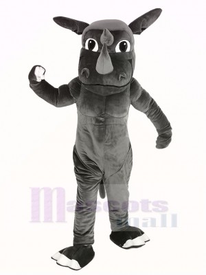 Muscle gris Rhinocéros Mascotte Costume Animal