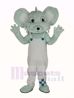 Gris Koala dans blanc Manteau Mascotte Costume