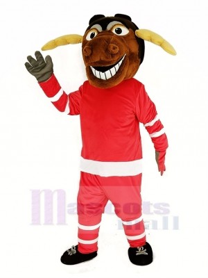 élan La glace Le hockey Joueur avec rouge Sweat-shirt Mascotte Costume