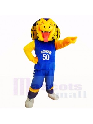 Des sports Cobra Serpent avec Bleu Chemise Costumes De Mascotte Dessin animé