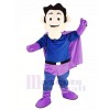 Super héros avec Violet Manteau Mascotte Costume Gens