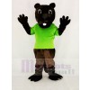 Marrant marron Barney Castor dans vert Mascotte Costume Dessin animé