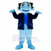 Bleu Fantôme avec Noir Manteau Mascotte Costume