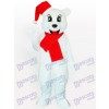 Ours blanc avec costume de mascotte adulte Santa Hat