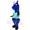 Bleu Cheval avec vert T-shirt Mascotte Les costumes Animal