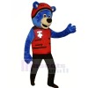 Bleu Ours avec rouge Chapeau Mascotte Les costumes Animal
