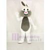 blanc et Gris Pâques lapin Mascotte Costume Dessin animé