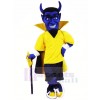 Bleu Diable dans Jaune Mascotte Costume Dessin animé