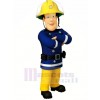 Bleu Eyed Pompier Sam Mascotte Costume Dessin animé Gens