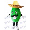 Costume de mascotte avocat mexicain avec un chapeau Big