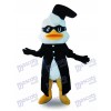 Costume de mascotte de costume noir canard avec des lunettes Animal