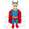 Bovins Super Cow avec Superman Cap Mascotte Costume Animal