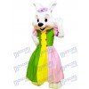 Lapin de Pâques en dessin animé de costume de mascotte de robe colorée