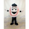 Baseball blanc adulte avec un costume de mascotte de chapeau noir
