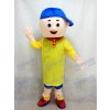 Costume de mascotte Caillou garçon avec chapeau bleu Cartoon
