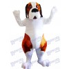Costume de mascotte chien blanc et marron Saint Bernard