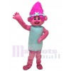 Trolls Baby Poppy Girl avec Costume de mascotte de dessin animé de cheveux roses