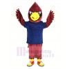 rouge Cardinal Oiseau dans Sombre Bleu Chemise Mascotte Costume