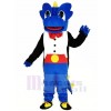 Bleu Dragon avec Noir Smoking Mascotte Costume Dessin animé