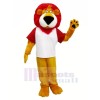 Rouge Cheveux Lion Mascotte Les costumes Dessin animé