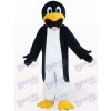 Costume de mascotte animal noir et blanc mince de pingouin