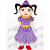 Fille en robe violette Costume de mascotte adulte de bande dessinée