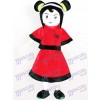 Costume de mascotte adulte rouge habillé de fille de dessin animé