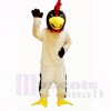 Amical Beige poulet avec blanc Chemise Costumes De Mascotte Dessin animé