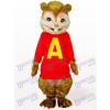 Écureuil roux avec de longs cheveux et des dents courtes Costume adulte de mascotte d'animal