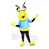Paresseux abeille avec Bleu T-shirt Mascotte Les costumes Dessin animé