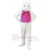blanc lapin lapin avec Rose Gilet Mascotte Les costumes Animal