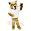 marron Chat sauvage avec T-shirt Mascotte Costume Dessin animé