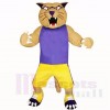 Cougar de sport avec une chemise violette Costumes de mascotte Cartoon