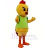 Jaune poulet avec vert Gilet Mascotte Les costumes Pas cher