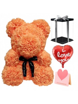 Orange Ours rose Ours fleur pour Fête des mères, La Saint-Valentin, Anniversaire, Mariages et anniversaires