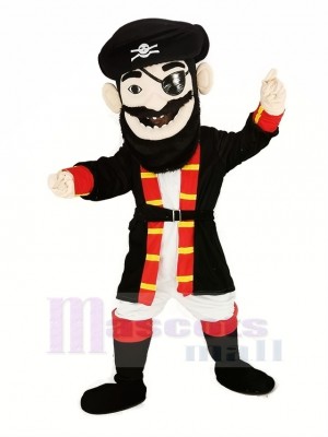 Barbe Pirate dans rouge Manteau Mascotte Costume Gens