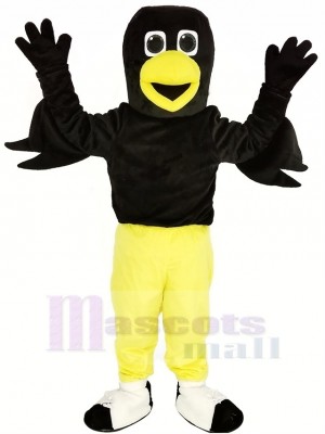 Noir Oiseau Corbeau avec Jaune Un pantalon Mascotte Costume Animal