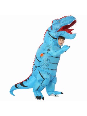 Bleu T-Rex Dinosaure Gonflable Costume Air Coup en haut Fête Costume pour Adulte/enfant