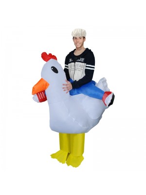 blanc poulet Porter moi Balade sur Gonflable Costume Fantaisie Robe Cosplay Costume pour Adulte