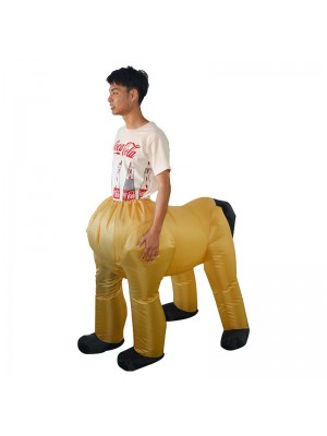 Jaune Centaure Mi-homme Demi-cheval Gonflable Costume Halloween Noël Vacances Costume pour Adulte