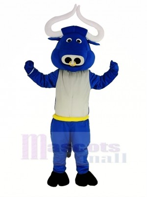 Bleu Muscle Taureau Bœuf Mascotte Costume Animal