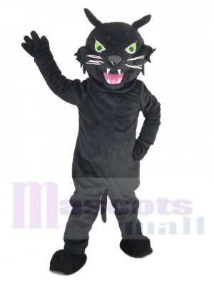 Féroce Noir Panthère avec Vert Les yeux Mascotte Costume Animal