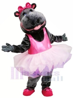 Rose Jupe Ballerine Hippopotame Mascotte Costume Animal