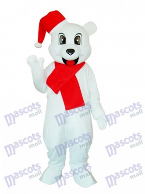 Costume adulte mascotte ours de Noël blanc